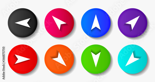 Vector navigation arrow icons set. colorful flat design vector illustrations in 8 options for web design and mobile applications. Vector illustration	