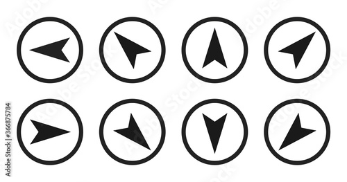 Navigation Arrow Icons set isolated on white background. Flat Design. Vector illustration photo