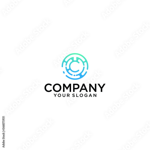 letter C Creative logo tecnology vector design template