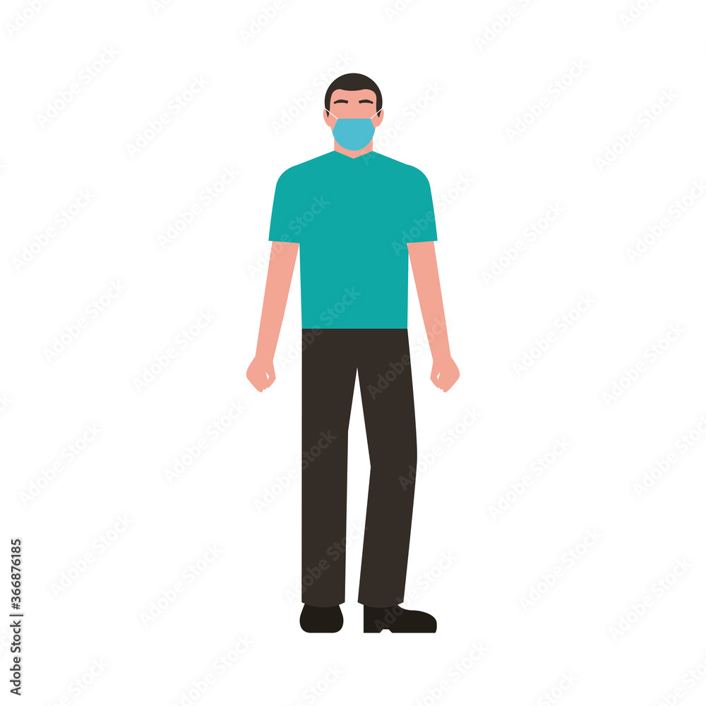 man wearing medical mask character