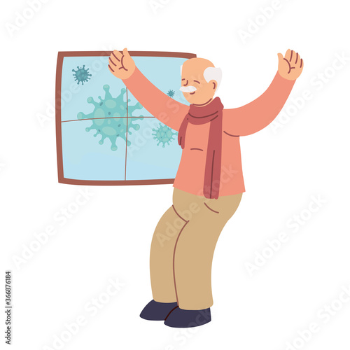 elderly grandfather at home to prevent covid