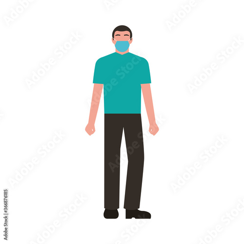 man wearing medical mask character