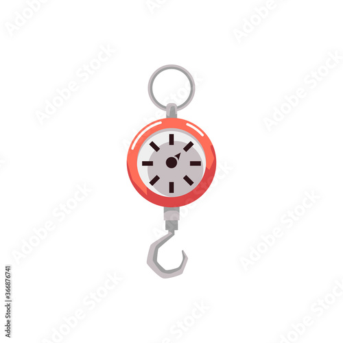 Icon of weigher or scales, steelyard with hook flat vector illustration isolated.