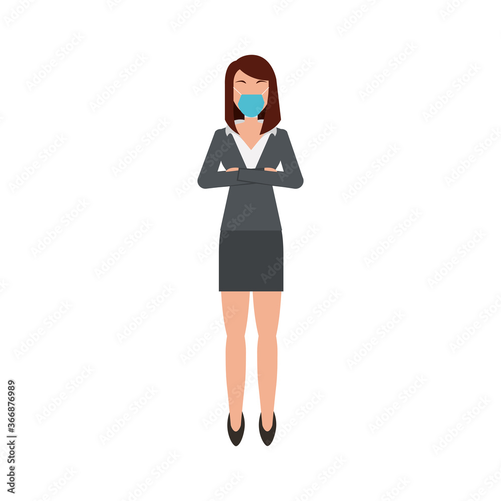 businesswoman wearing medical mask character businesswoman wearing medical mask character