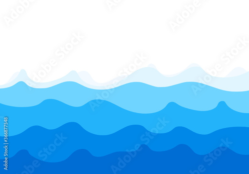 Abstract hand drawn blue waves background vector.