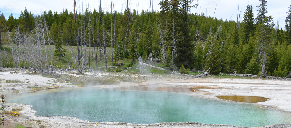 Late Spring in Yellowstone National Park: Steamy Abyss Pool in West Thumb Geyser Basin on the Shore of Yellowstone Lake