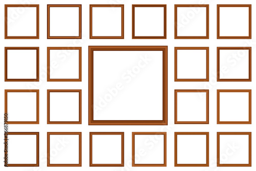 Big set of squared vintage gold frame for your design. Vintage cover. Place for text. Vintage antique beautiful rectangular frames. Template vector illustration.