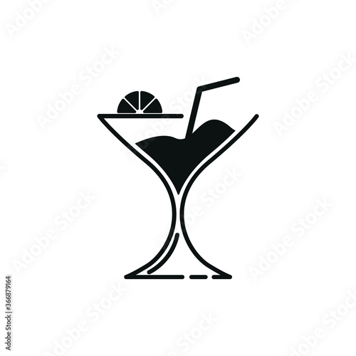 Martini cocktail glass with olive vector illustration. Design element, poster with martini
