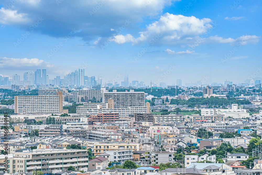 【都市イメージ】俯瞰で見る住宅街とビル群