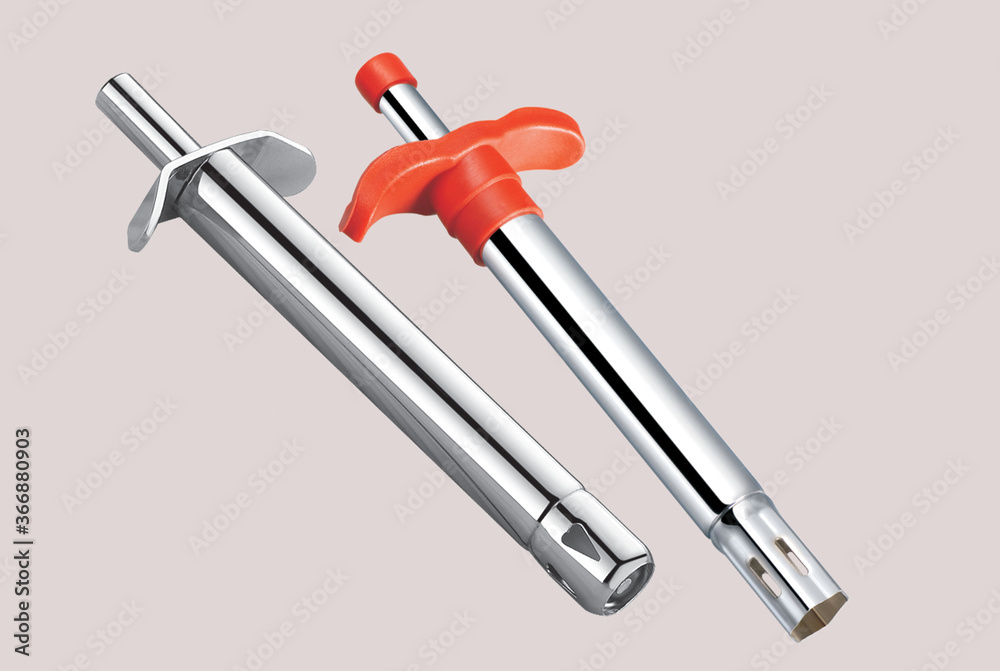 kitchen gas lighter, Regular Gas Lighter in Kitchen, stainless steel, gas stove, candles, campfire and barbecue isolated on white background.