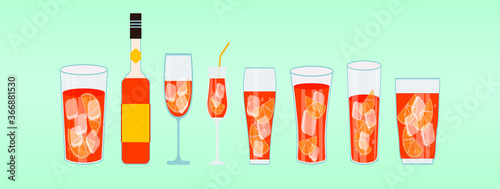 a set of glass vector and spritz bottle sketch illustrations