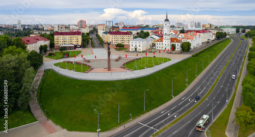 Glory Square in Mogilev. View from above. Belarus.
