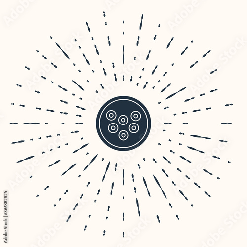 Grey Caviar on a plate icon isolated on beige background. Abstract circle random dots. Vector..