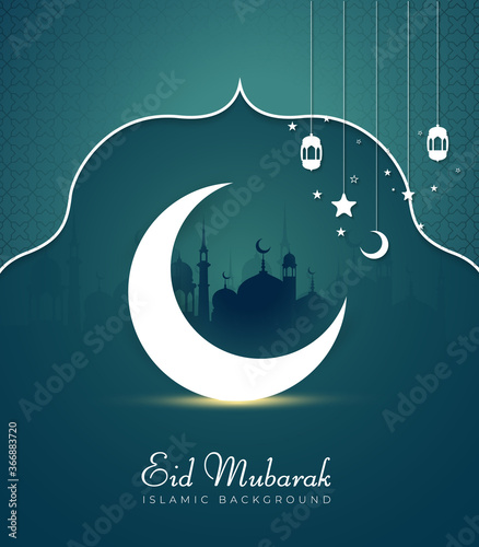 Vector Illustration of Eid Mubarak for the celebration of Muslim Community Festival. Greeting Card Design.