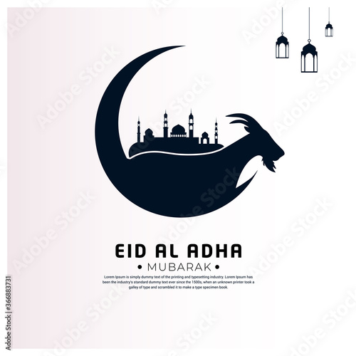 Celebration Eid al adha mubarak islamic background with flat style. Mubarak Islamic background