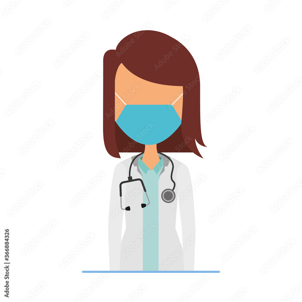 young female doctor wearing medical mask character young female doctor wearing medical mask character