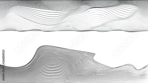 Abstract flow lines background . Fluid wavy shape .Striped linear pattern . Music sound wave . Vector illustration