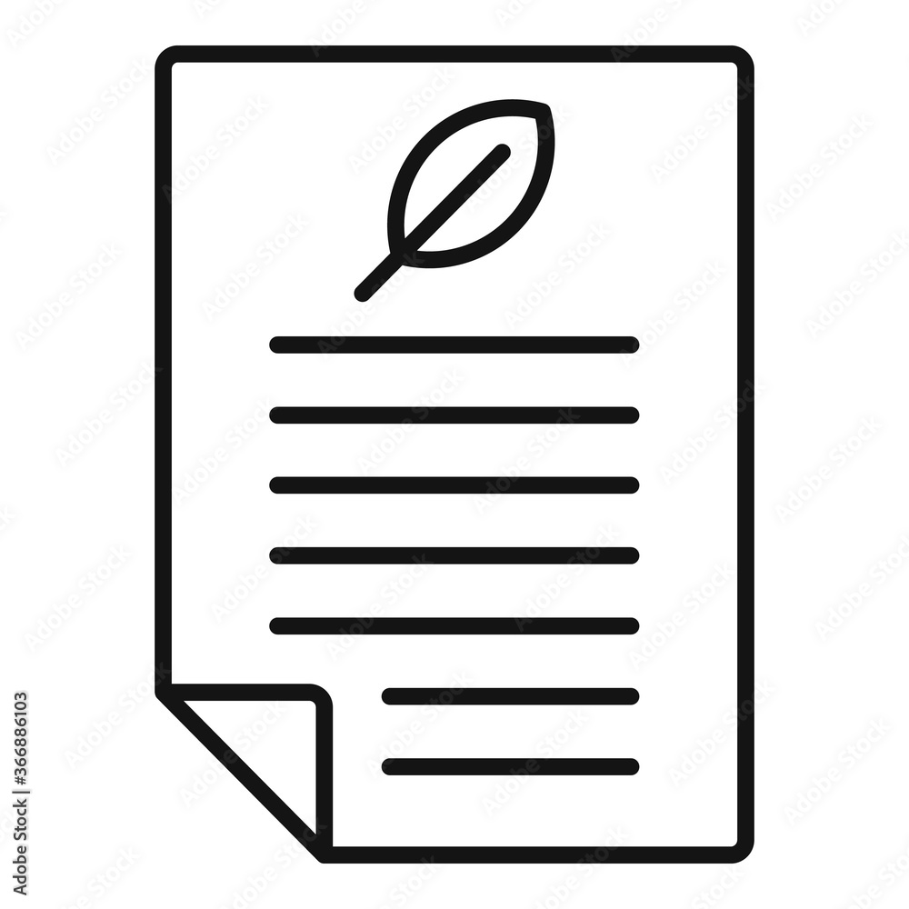 Herbal paper icon. Outline herbal paper vector icon for web design isolated on white background Herbal paper icon. Outline herbal paper vector icon for web design isolated on white background