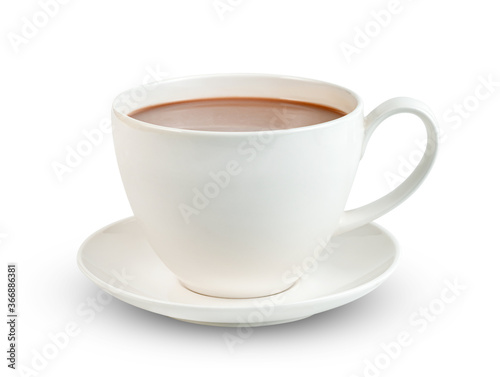 hot chocolate with coffee cup  isolated on white background ,include clipping path