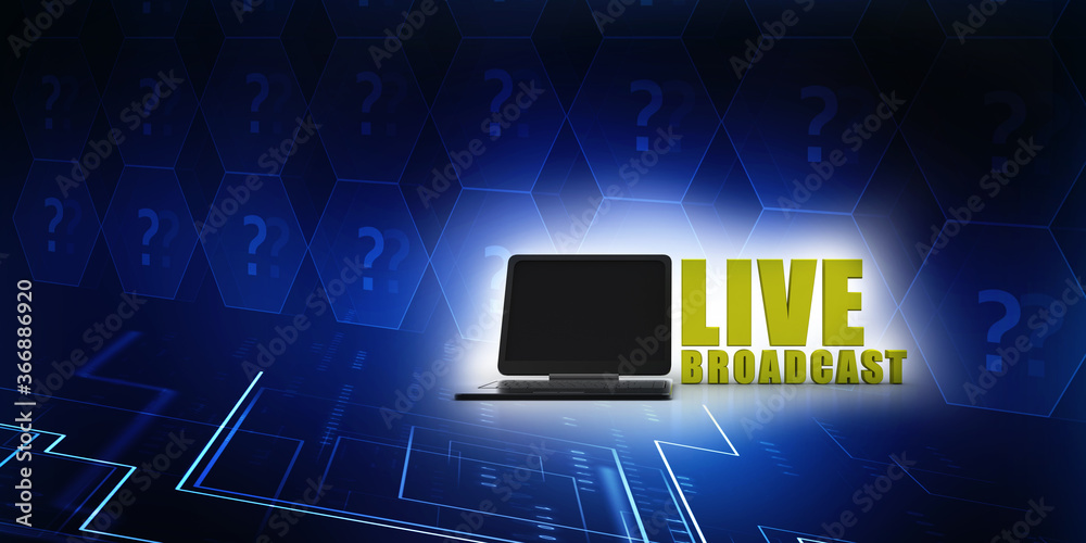 Fototapeta premium 3d rendering live broadcast Laptop 