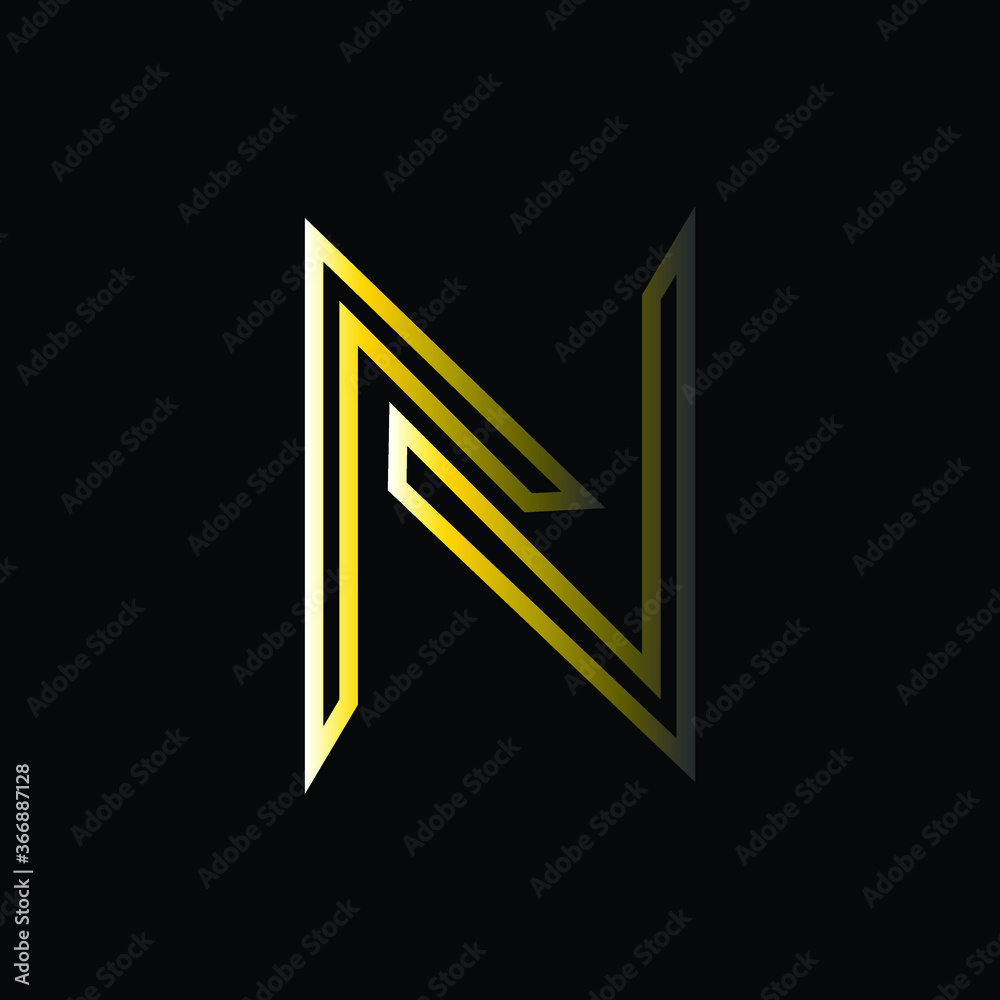 simple initial biased based vector logo design of letter n in yellow gradient with black background simple initial biased based vector logo design of letter n in yellow gradient with black background