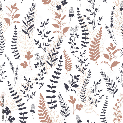 Autumn fern - botanical seamless pattern