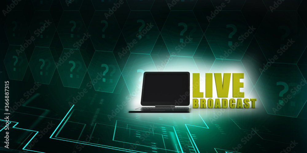 Fototapeta premium 3d rendering live broadcast Laptop 