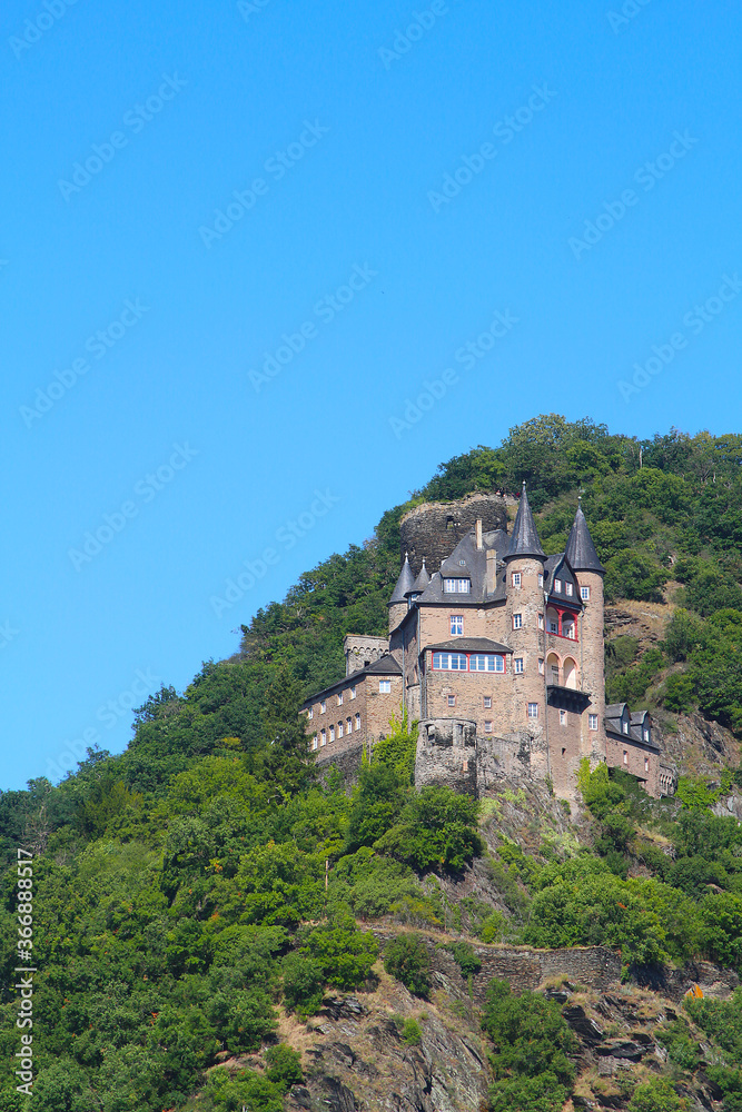 Katz Castle in St. Goarshausen at the River Rhine (Rhine Gorge, Germany)