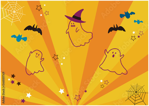 It is an illustration of Halloween and a background that spreads radially. Vector image.