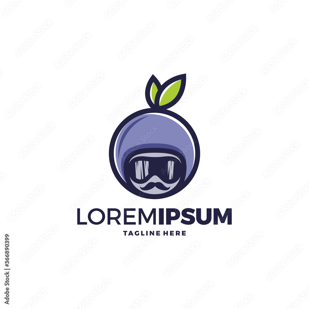 Berry fruit character logo. Berry cute character vector.