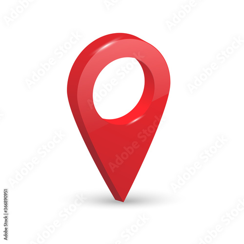 Realistic red location button. 3d pin. Vector