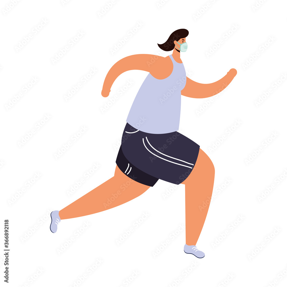 young man wearing medical mask running avatar character young man wearing medical mask running avatar character