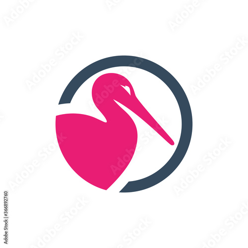 egret animal logo design