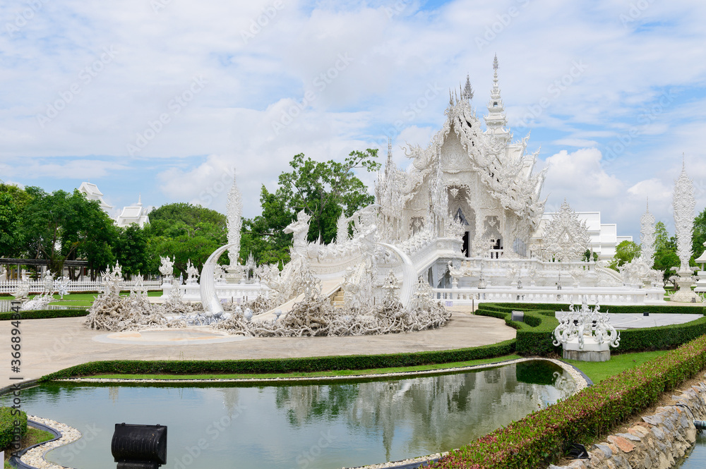 Beautiful view of white temple in Wat Rong Khun