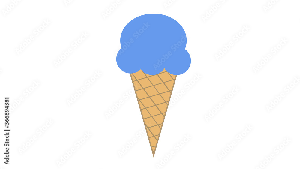 ice cream balls in the waffle cone isolated on white background. ice cream balls in the waffle cone isolated on white background.