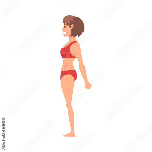 Half-Undressed Female Standing Sideward and Making Roentgen Vector Illustration