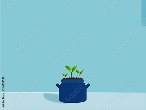 A plant in a pot minimalistic design