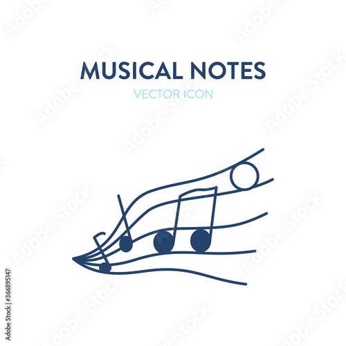 Musical notes icon. Vector abstract illustration of musical notation on a stave