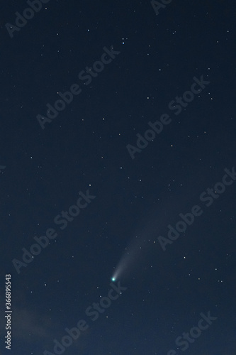 Neowise Comet ( C/2020 F3 )in cloudy  night sky at 22 July , grain image