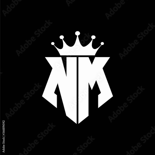 nm logo monogram shield shape with crown design template photo