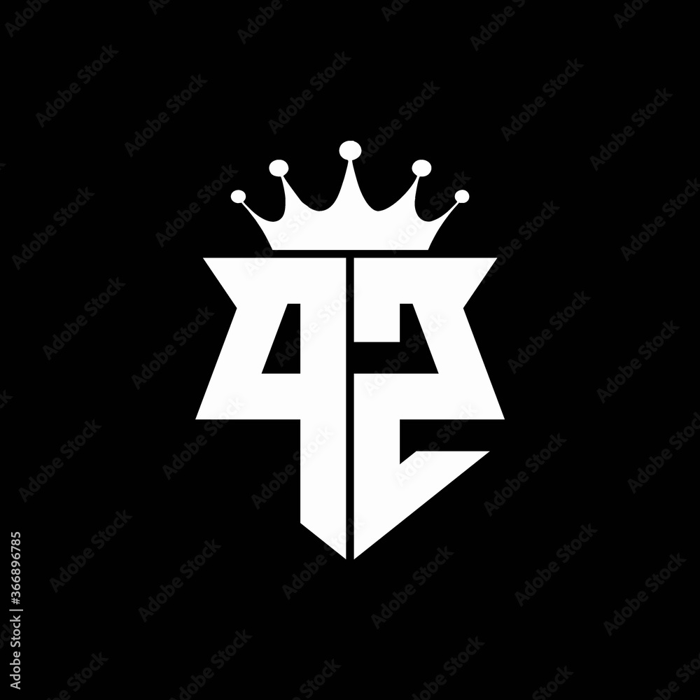 pz logo monogram shield shape with crown design template Stock Vector ...