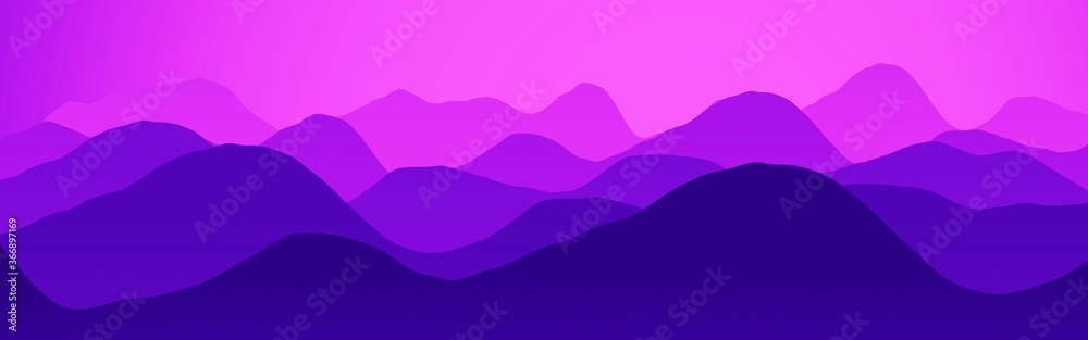 amazing mountains ridges in the dawn digital graphic backdrop illustration
