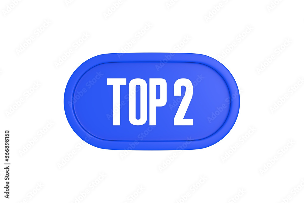 Top 2 sign in blue color isolated on white background, 3d illustration.