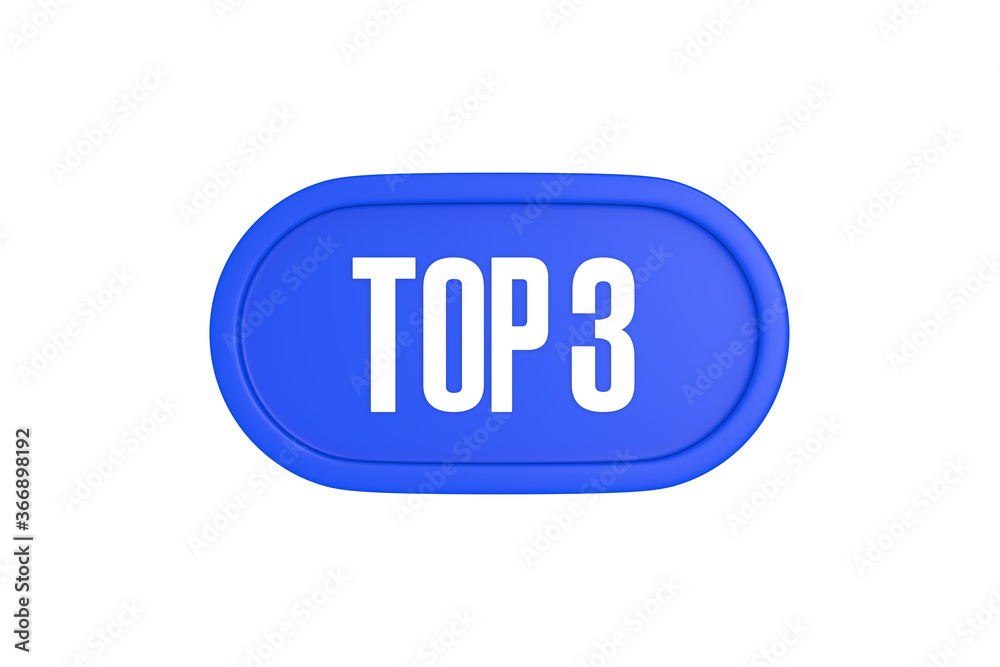 Top 3 sign in blue color isolated on white background, 3d illustration.