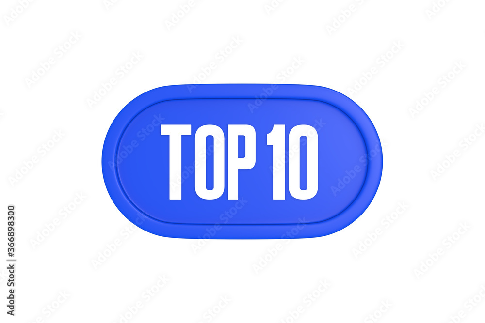 Top 10 sign in blue color isolated on white background, 3d illustration. Top 10 sign in blue color isolated on white background, 3d illustration.