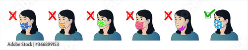 How to wear mask correctly. How to use mask properly. Correct ways to wear face mask. Common mistakes when wearing mask.