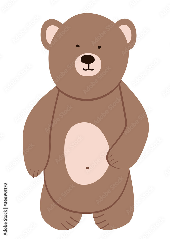Funny cartoon bear. Vector illustration of a brown bear. Funny cartoon bear. Vector illustration of a brown bear.