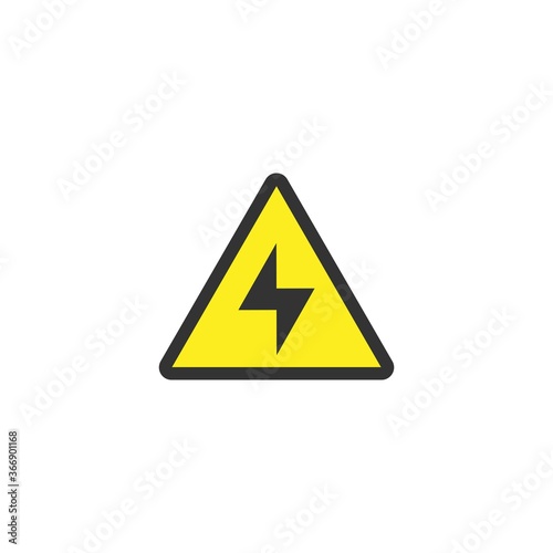 Free Download Black lightning bolt in yellow triangle. Warning icon. isolated on white. - GFXLoad