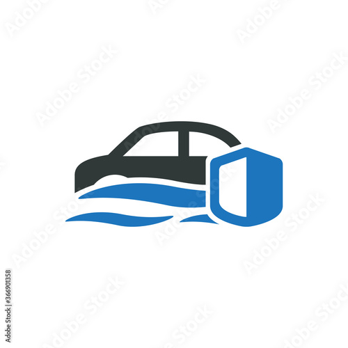 Car flood insurance icon