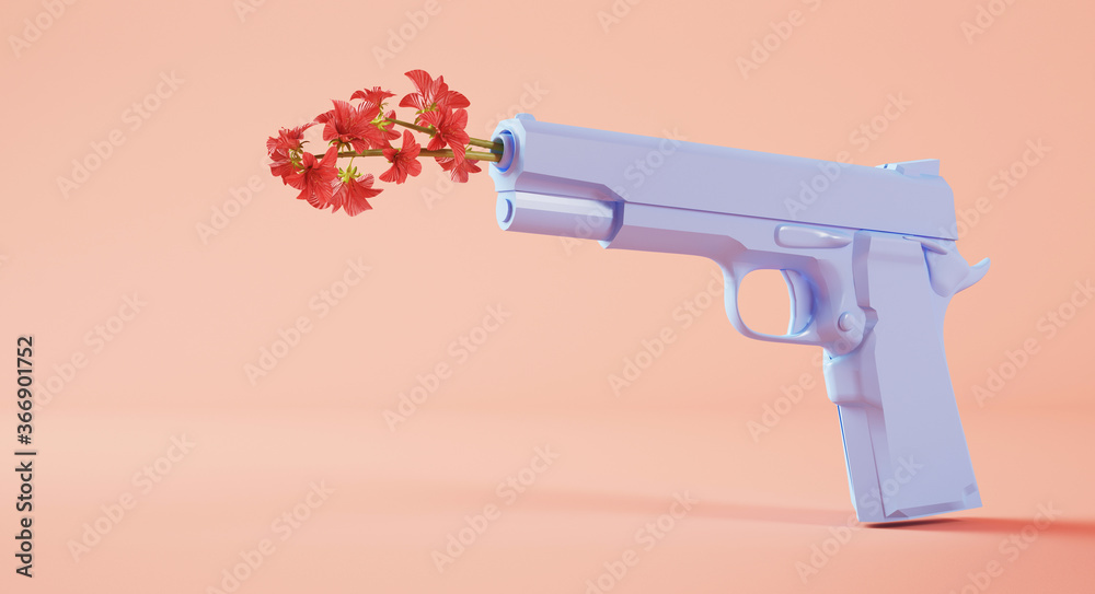 flowers on a gun concept flowers on a gun concept